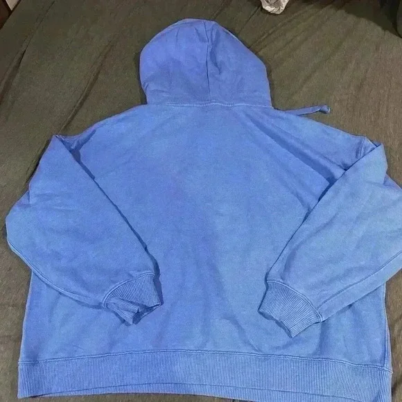 Aerie hoodie sweatshirt size large blue hooded faded blank - Picture 3 of 3